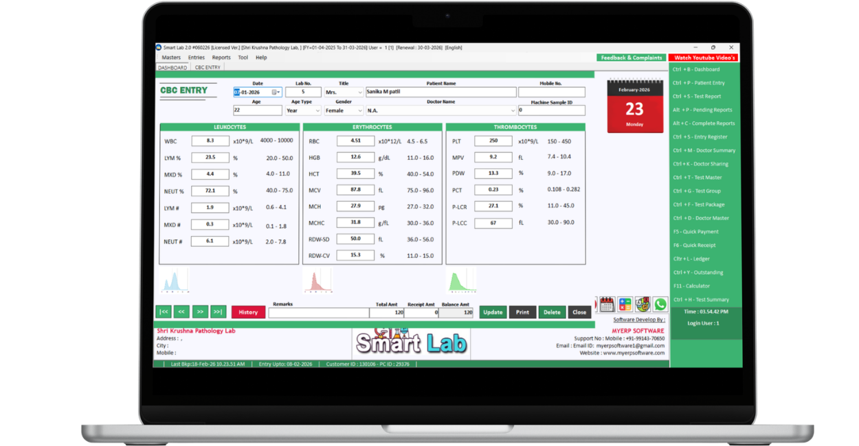 Smart Lab Software Running on Laptop